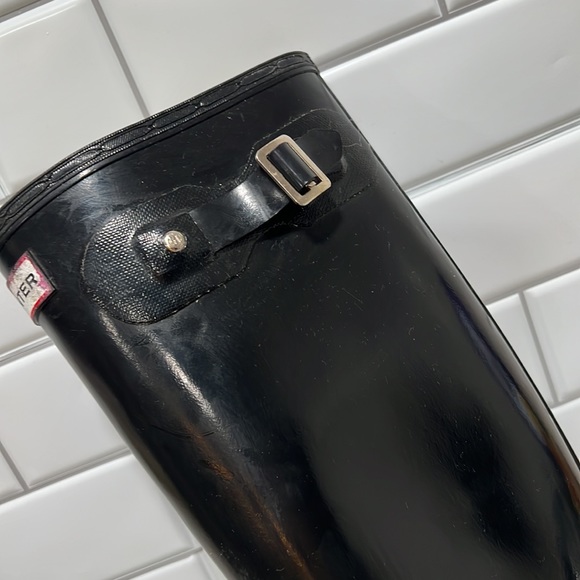 Hunter Original Back Adjustable Gloss Black Rain BOOTS Women's Size 9 - Picture 5 of 11